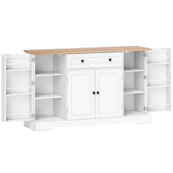 Buffet Cuisine Jodokus Rangement Élégant Épices Vaisselle Blanc Bois 138 cm