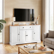 Buffet Cuisine Jodokus Rangement Élégant Épices Vaisselle Blanc Bois 138 cm