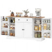 Buffet Cuisine Jodokus Rangement Élégant Épices Vaisselle Blanc Bois 138 cm