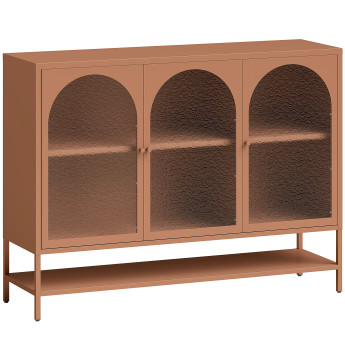 Buffet Pietralba Design Industriel Verre Martelé 3 Portes Terracota