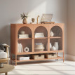 Buffet Pietralba Design Industriel Verre Martelé 3 Portes Terracota