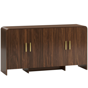 Buffet Fischbach Design Élégant Noyer & Métal Doré Meuble TV Rangement 152 cm