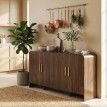 Buffet Fischbach Design Élégant Noyer & Métal Doré Meuble TV Rangement 152 cm
