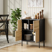 Buffet Gottwald Design Asymétrique Rangement Élégant Noir & Effet Bois 60x35x78 cm