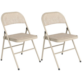 Lot de 2 chaises Hervé pliantes confort rembourré acier tissu beige salon événement