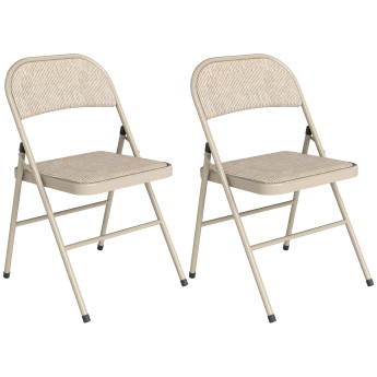 Lot de 2 chaises Hervé pliantes confort rembourré acier tissu beige salon événement