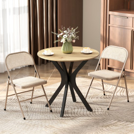 Lot de 2 chaises Hervé pliantes confort rembourré acier tissu beige salon événement