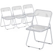 Lot 4 chaises Yarrowdale design transparent pliantes acier acrylique argent