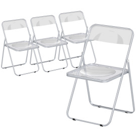 Lot 4 chaises Yarrowdale design transparent pliantes acier acrylique argent