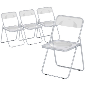 Lot 4 chaises Yarrowdale design transparent pliantes acier acrylique argent