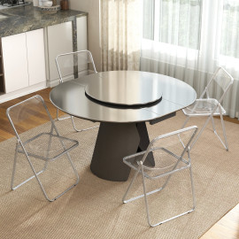 Lot 4 chaises Yarrowdale design transparent pliantes acier acrylique argent