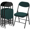 Lot 4 chaises Hildebrand pliantes velours côtelé turquoise acier design moderne