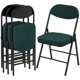 Lot 4 chaises Hildebrand pliantes velours côtelé turquoise acier design moderne