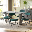 Lot 4 chaises Hildebrand pliantes velours côtelé turquoise acier design moderne