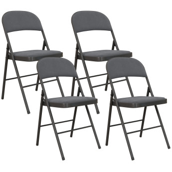Lot 4 Chaises Pliantes Uhlbach Confort Velours Anthracite Design Compact