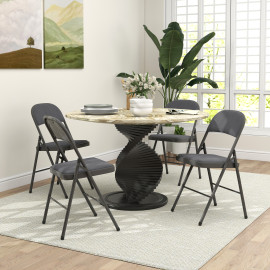 Lot 4 Chaises Pliantes Uhlbach Confort Velours Anthracite Design Compact