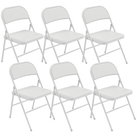 Lot 6 Chaises Pliantes Deusto Confortables Résistantes Blanc Événements Intérieur Extérieur