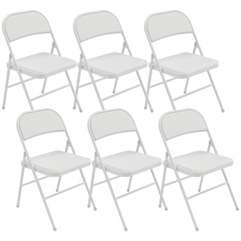 Lot 6 Chaises Pliantes Deusto Confortables Résistantes Blanc Événements Intérieur Extérieur