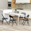 Lot 4 Chaises Pliantes Brenna Velours Côtelé Acier Gris Événements Intérieur Extérieur