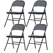 Lot 4 Chaises Pliantes Brenna Velours Côtelé Acier Gris Événements Intérieur Extérieur