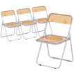 Lot 4 Chaises Pliantes Aldermoor Design Moderne Acrylique Acier Orange Fumé Économise Espace