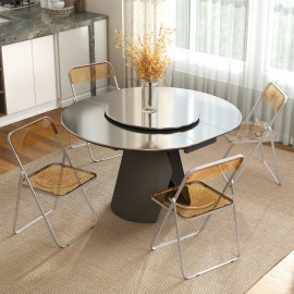 Lot 4 Chaises Pliantes Aldermoor Design Moderne Acrylique Acier Orange Fumé Économise Espace