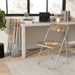 Lot 4 Chaises Pliantes Aldermoor Design Moderne Acrylique Acier Orange Fumé Économise Espace