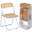 Lot 4 Chaises Pliantes Aldermoor Design Moderne Acrylique Acier Orange Fumé Économise Espace