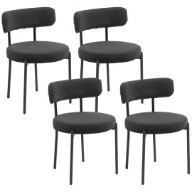 Lot 4 Chaises Corrado Style Néo-Rétro Acier Velours Noir Design Confortable