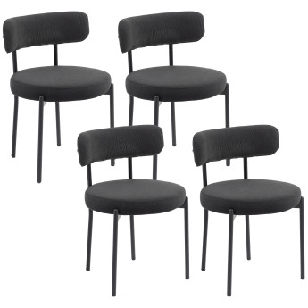 Lot 4 Chaises Corrado Style Néo-Rétro Acier Velours Noir Design Confortable