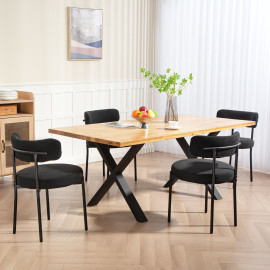 Lot 4 Chaises Corrado Style Néo-Rétro Acier Velours Noir Design Confortable