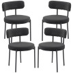 Lot 4 Chaises Corrado Style Néo-Rétro Acier Velours Noir Design Confortable