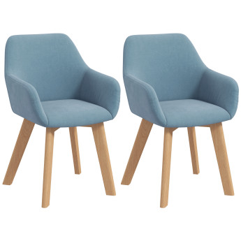 Lot 2 Chaises Pedric Design Scandinave Velours Bleu Bois Salon Bureau