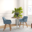 Lot 2 Chaises Pedric Design Scandinave Velours Bleu Bois Salon Bureau