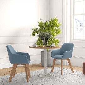 Lot 2 Chaises Pedric Design Scandinave Velours Bleu Bois Salon Bureau