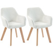 Lot 2 Chaises Altamiro Design Scandinave Velours Crème Bois Salon Bureau