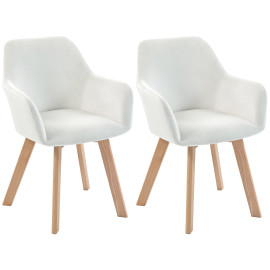 Lot 2 Chaises Altamiro Design Scandinave Velours Crème Bois Salon Bureau