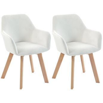 Lot 2 Chaises Altamiro Design Scandinave Velours Crème Bois Salon Bureau