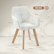 Lot 2 Chaises Altamiro Design Scandinave Velours Crème Bois Salon Bureau