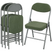 Lot 4 Chaises Pliantes Herminia Velours Côtelé Vert Acier Robuste Confortable