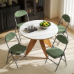 Lot 4 Chaises Pliantes Herminia Velours Côtelé Vert Acier Robuste Confortable