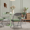 Lot 4 Chaises Pliantes Herminia Velours Côtelé Vert Acier Robuste Confortable