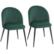 Lot 2 Chaises Encarna Art Déco Velours Vert Pieds Acier Design Confortable