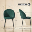 Lot 2 Chaises Encarna Art Déco Velours Vert Pieds Acier Design Confortable
