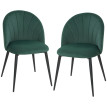 Lot 2 Chaises Encarna Art Déco Velours Vert Pieds Acier Design Confortable