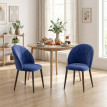 Lot 2 Chaises Harana Design Art Déco Velours Bleu Pieds Acier Confortable