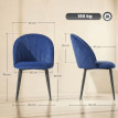 Lot 2 Chaises Harana Design Art Déco Velours Bleu Pieds Acier Confortable