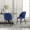 Lot 2 Chaises Harana Design Art Déco Velours Bleu Pieds Acier Confortable