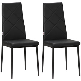 Lot 2 Chaises Salle à Manger Poppo Style Chesterfield Confort Élégante Noir