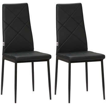 Lot 2 Chaises Salle à Manger Poppo Style Chesterfield Confort Élégante Noir